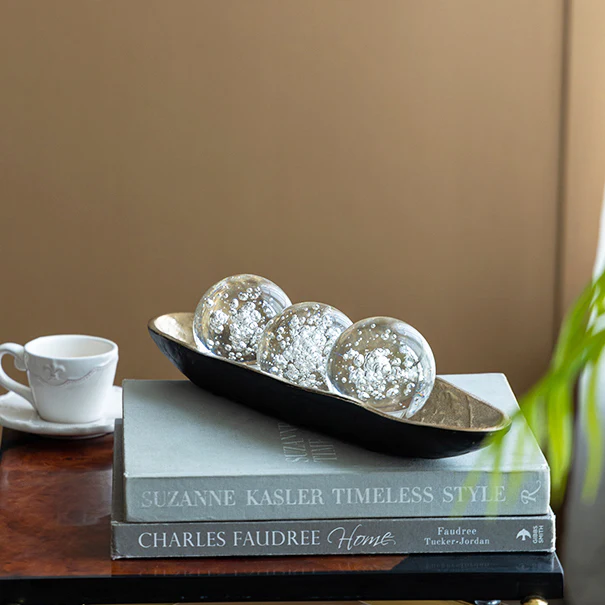 Bubbles Glass Decorative Balls, Set of 3 - Clear - Image 6