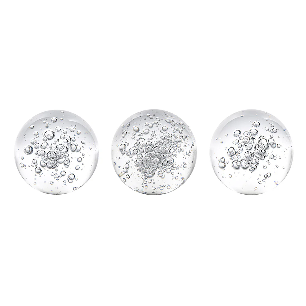 Bubbles Glass Decorative Balls, Set of 3 - Clear - Image 7
