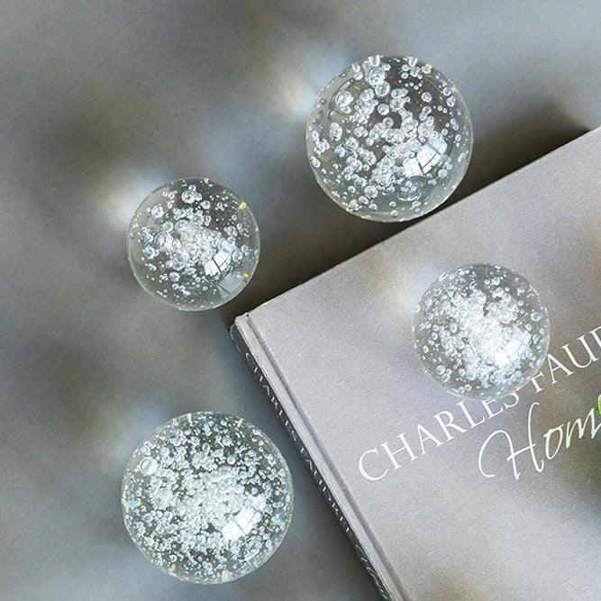 Bubbles Glass Decorative Balls, Set of 3 - Clear - Image 9