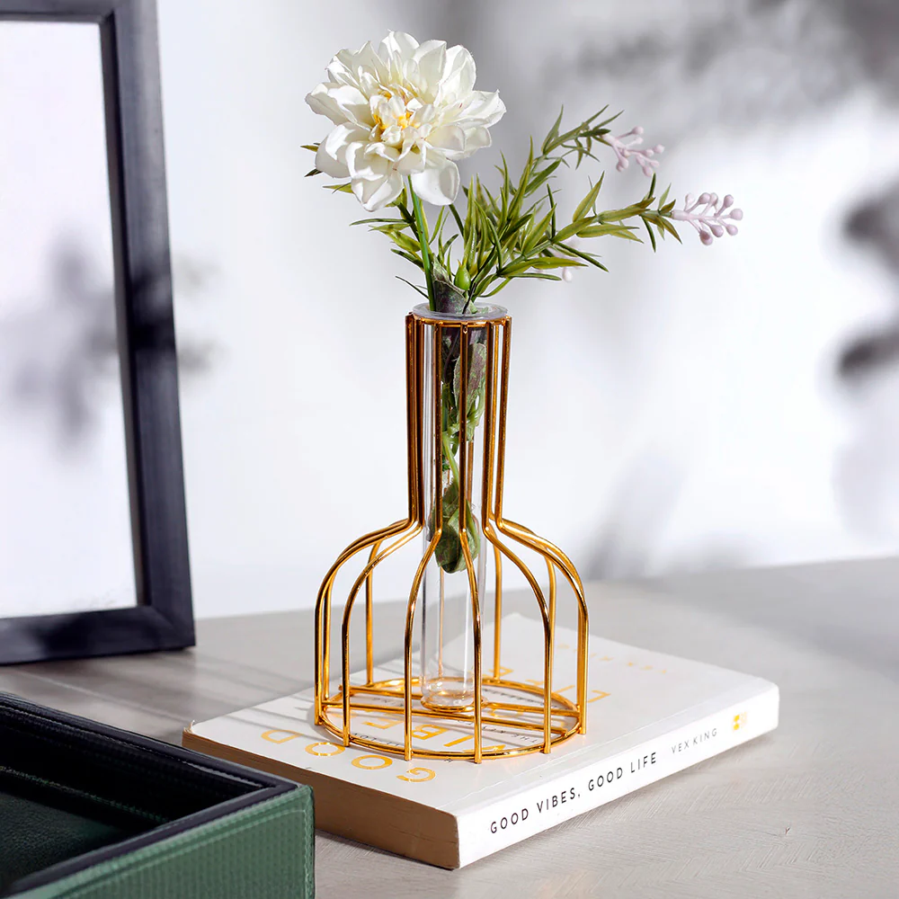 Bud Metal Test Tube Vase Small - Gold - Image 3