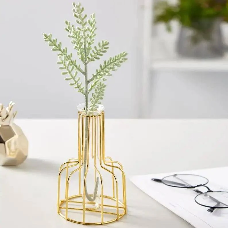 Bud Metal Test Tube Vase Small - Gold - Image 6