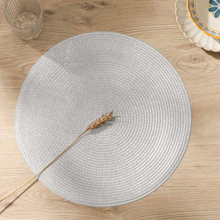 Bueno Round Placemats, Set of 4 - Grey Silver - Image 2