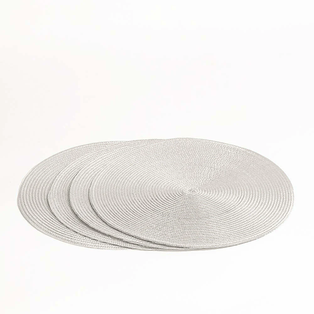 Bueno Round Placemats, Set of 4 - Grey Silver - Image 3