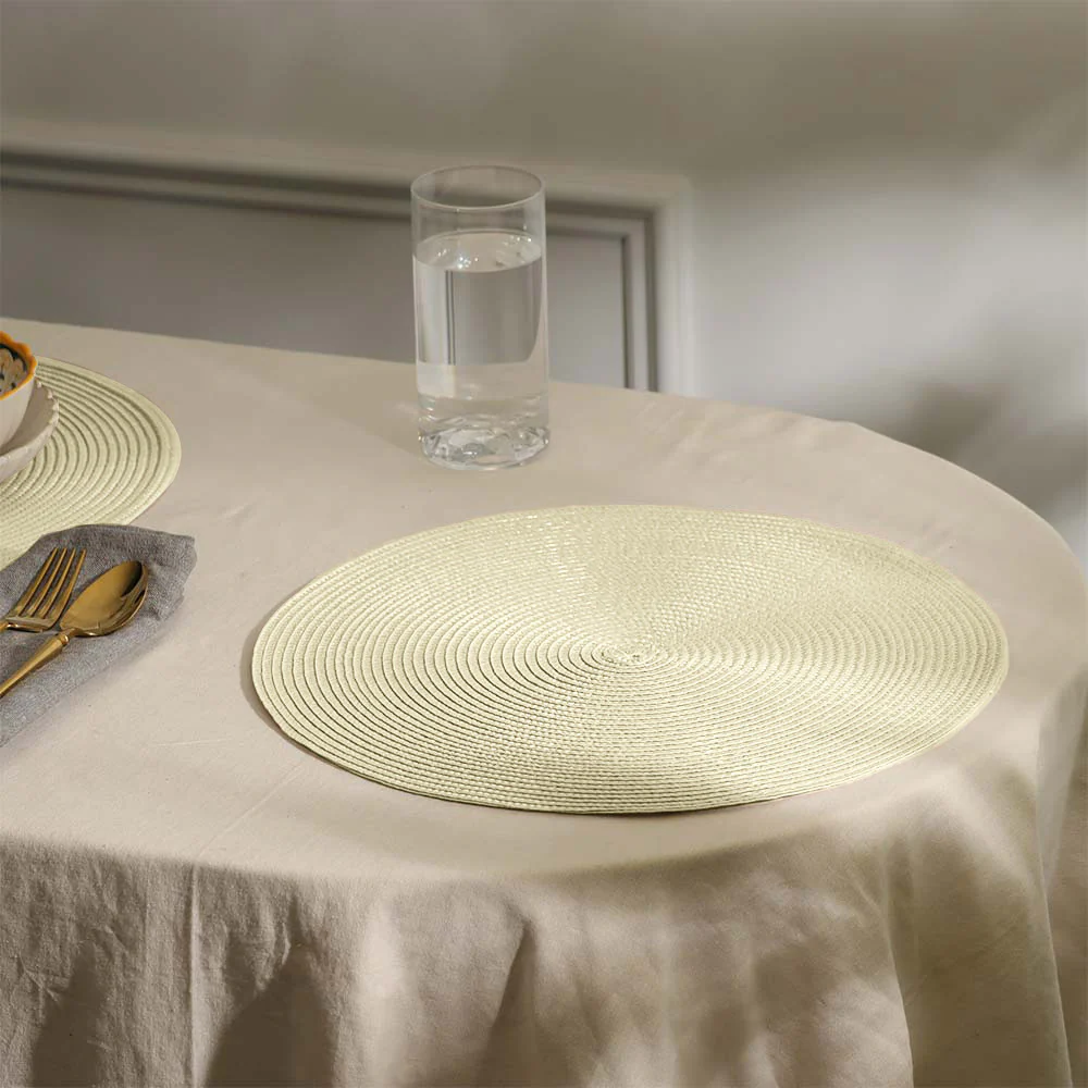 Bueno Round Placemats, Set of 4 - Off White - Image 4