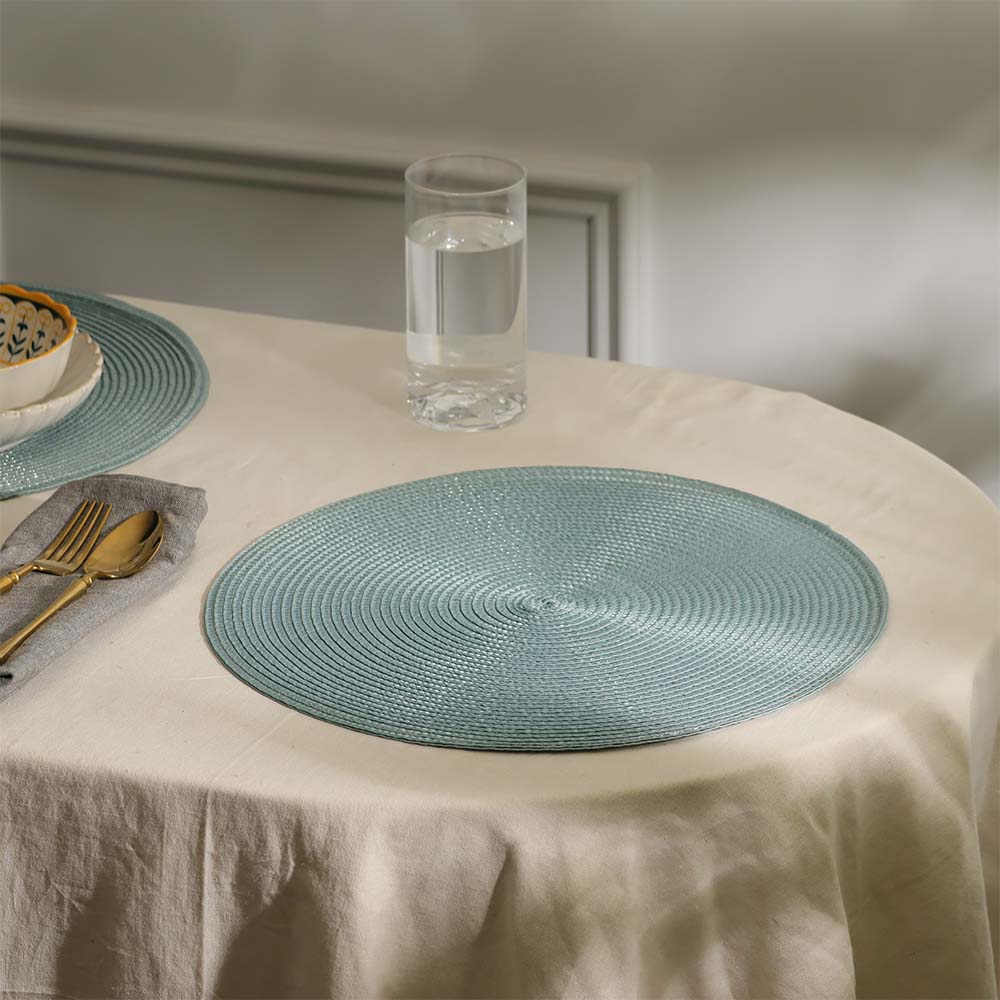 Bueno Round Placemats, Set of 4 - Sky Blue - Image 2