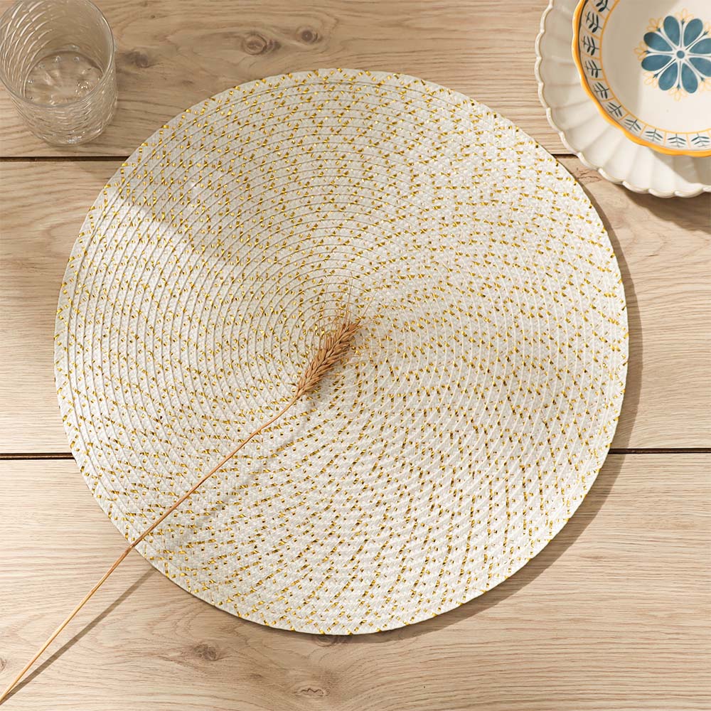 Bueno Round Placemats, Set of 4 - White Gold - Image 2