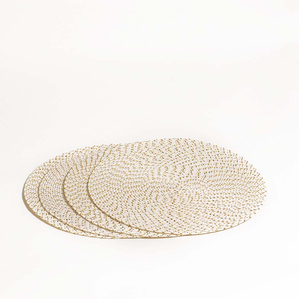 Bueno Round Placemats, Set of 4 - White Gold - Image 3