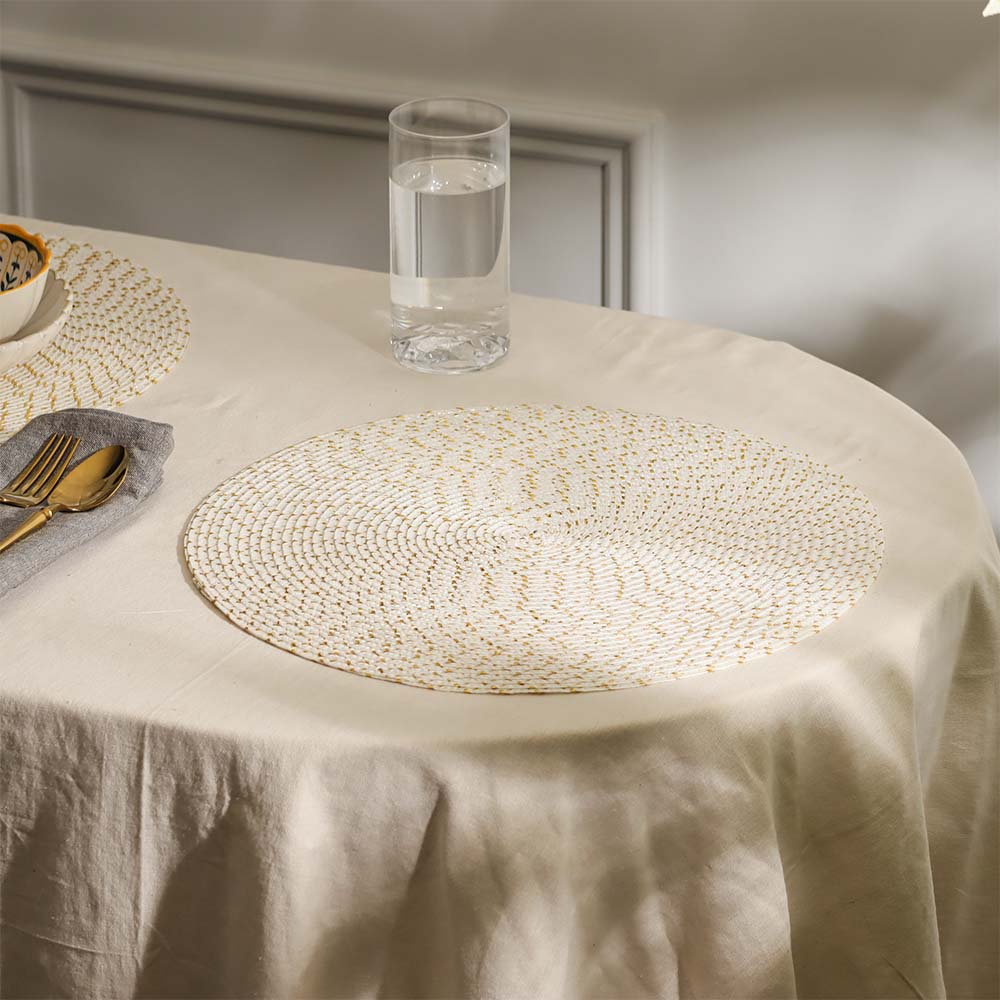Bueno Round Placemats, Set of 4 - White Gold - Image 4