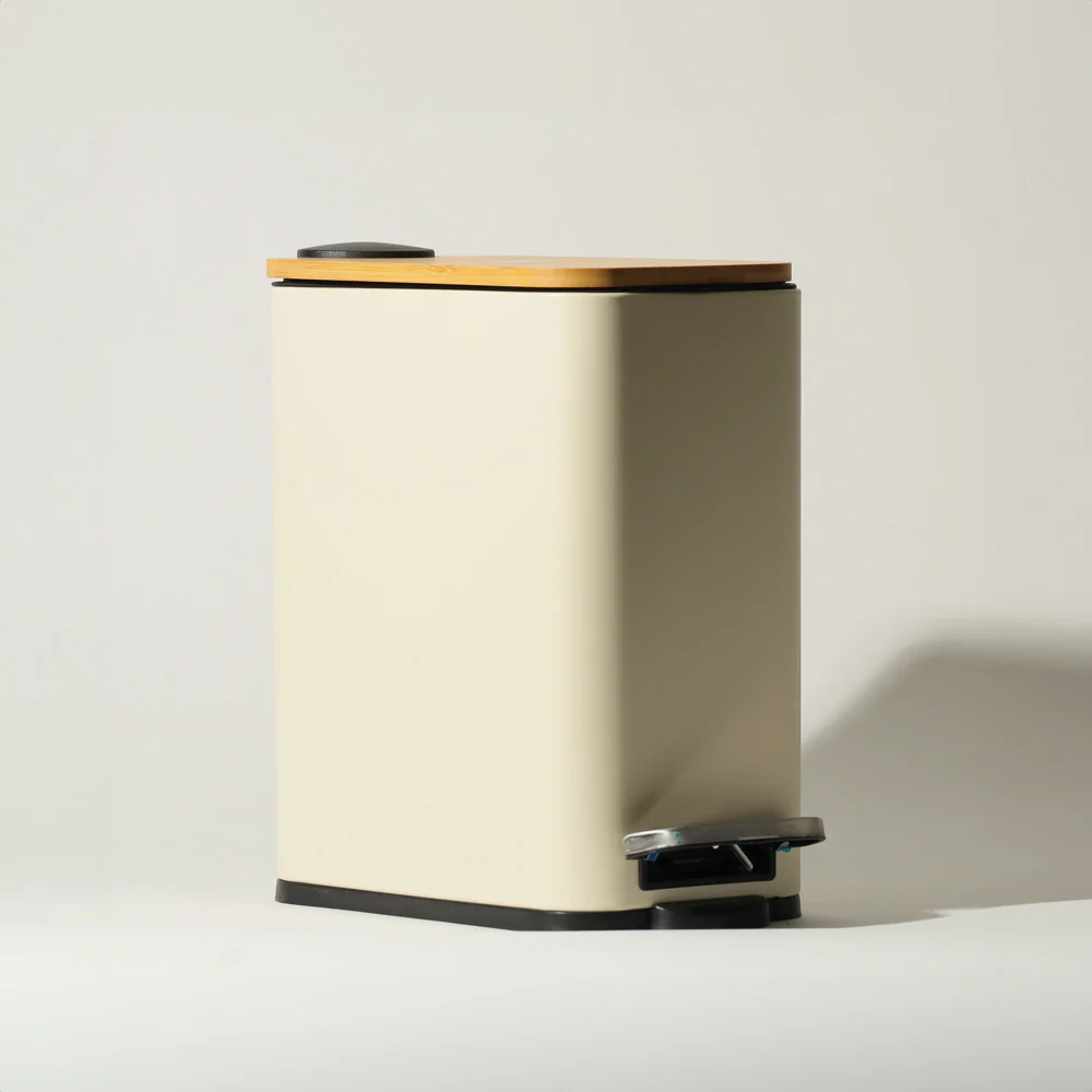 Cade Rectangular Pedal Waste Bin 5L - Beige - Image 3
