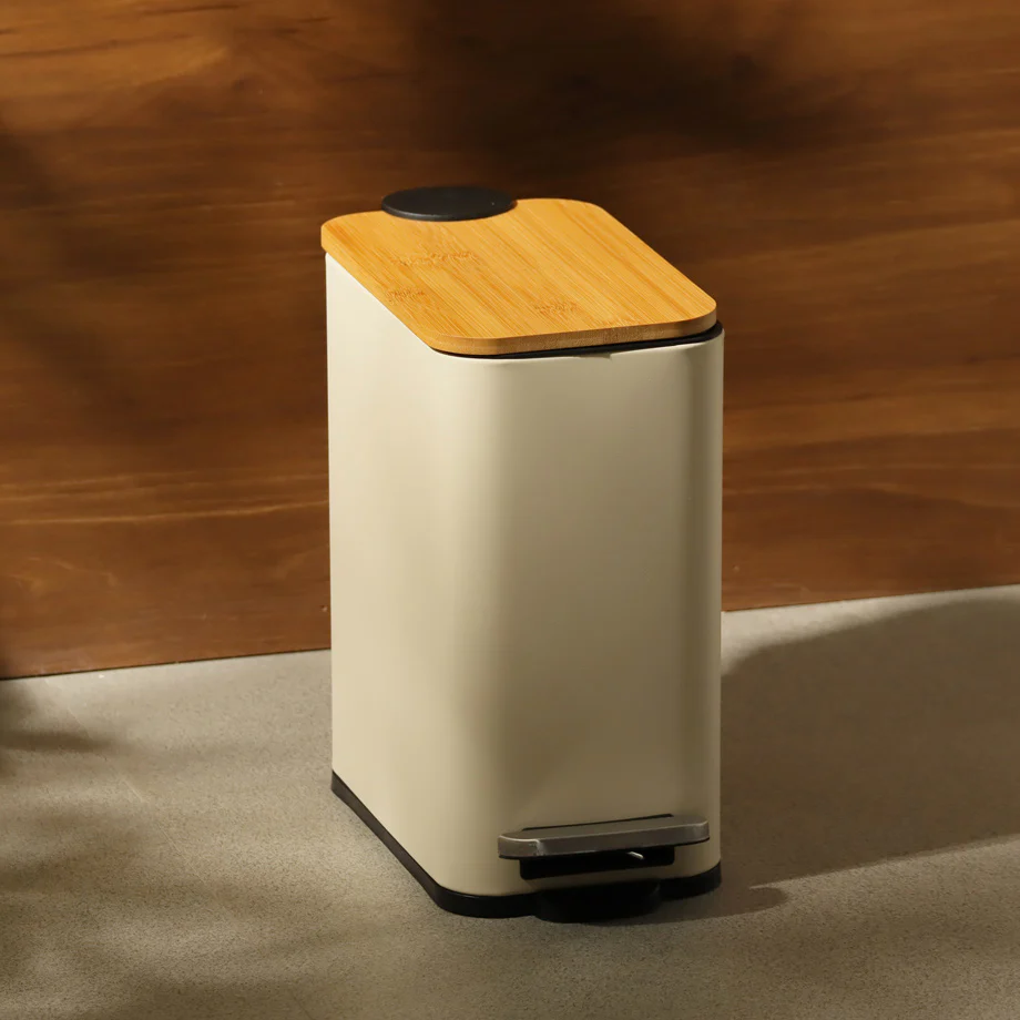 Cade Rectangular Pedal Waste Bin 5L - Beige - Image 5