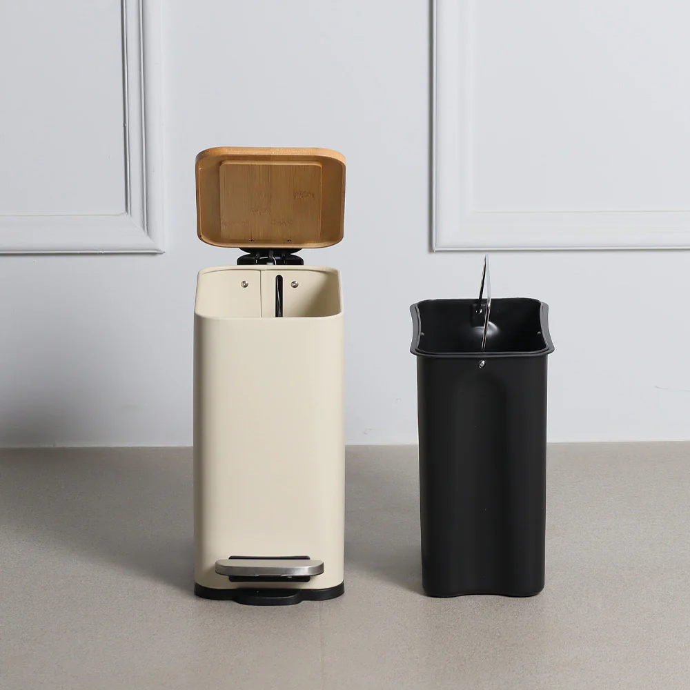Cade Rectangular Pedal Waste Bin 5L - Beige - Image 7