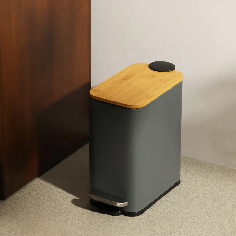 Cade Rectangular Pedal Waste Bin 5L - Charcoal - Image 2