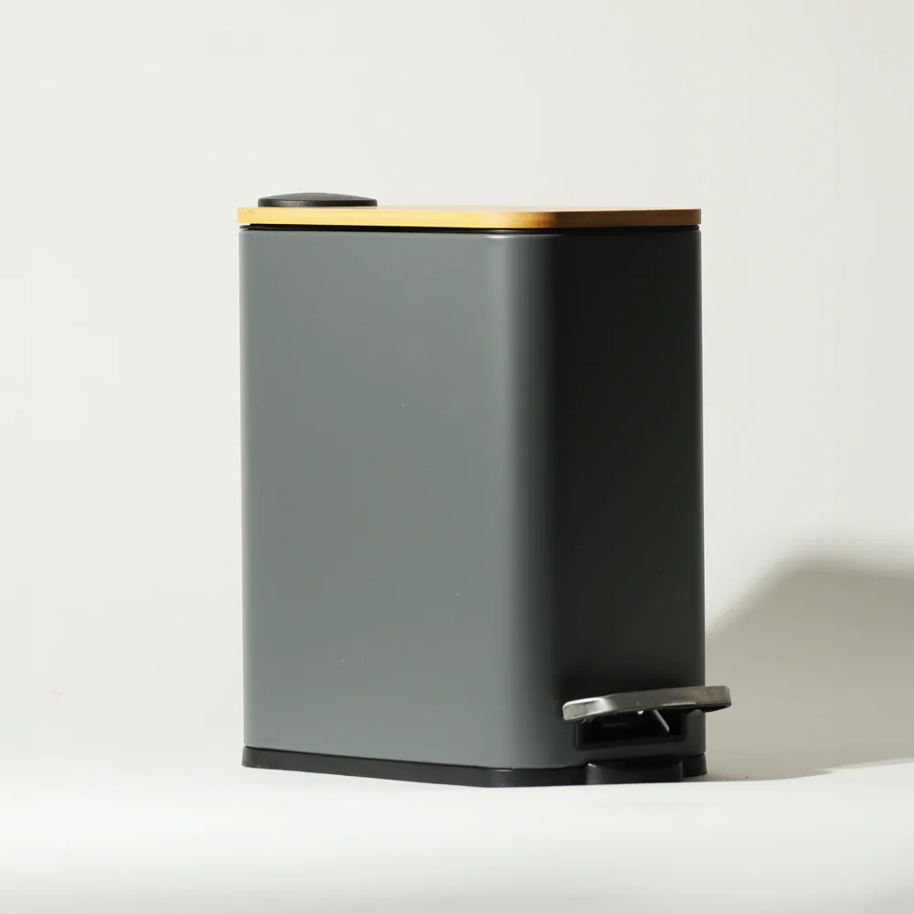 Cade Rectangular Pedal Waste Bin 5L - Charcoal - Image 3
