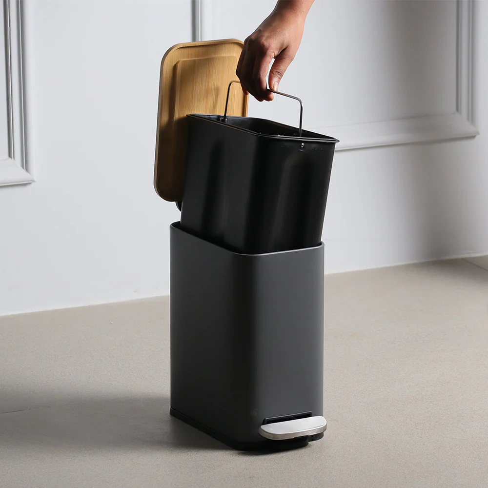 Cade Rectangular Pedal Waste Bin 5L - Charcoal - Image 4