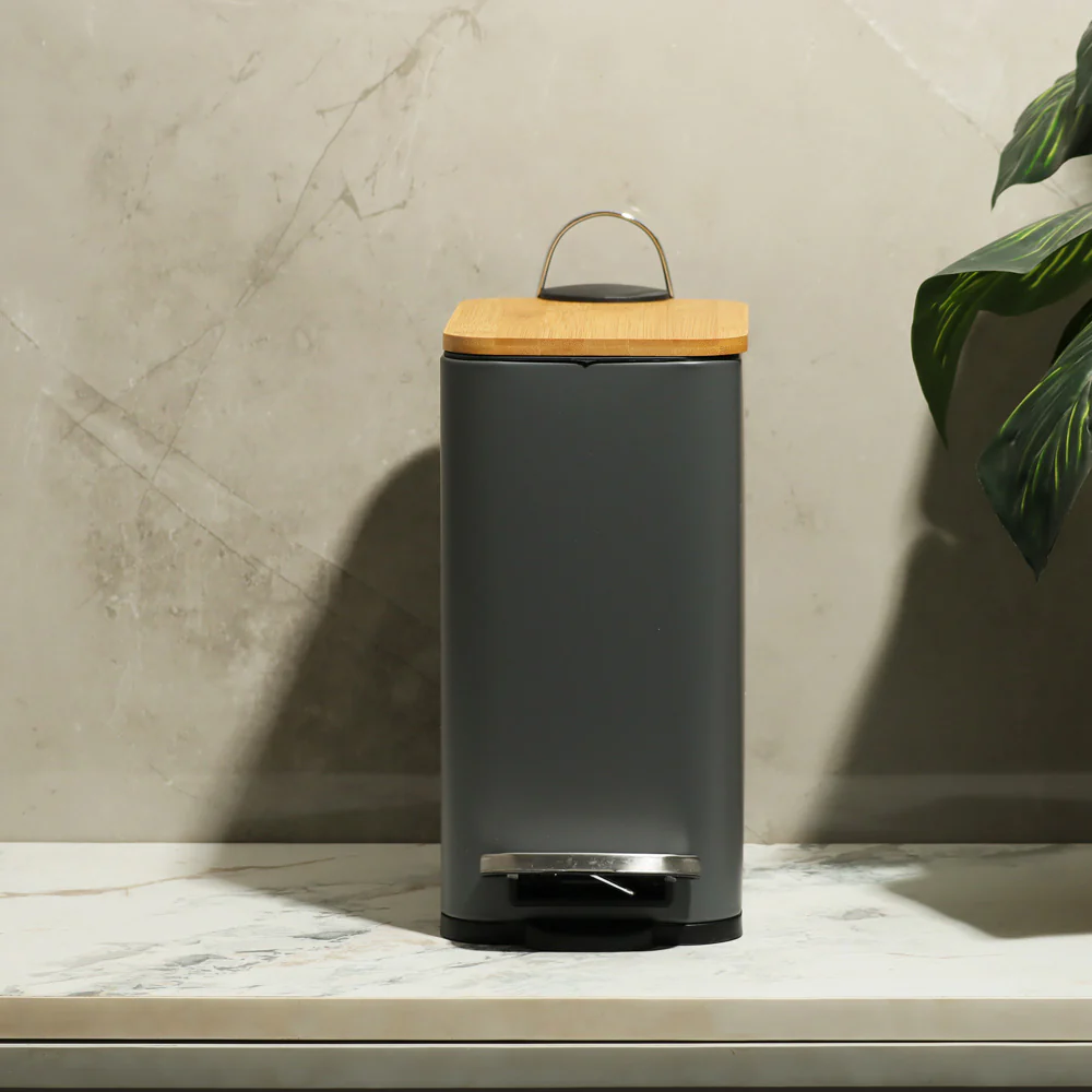 Cade Rectangular Pedal Waste Bin 5L - Charcoal - Image 5