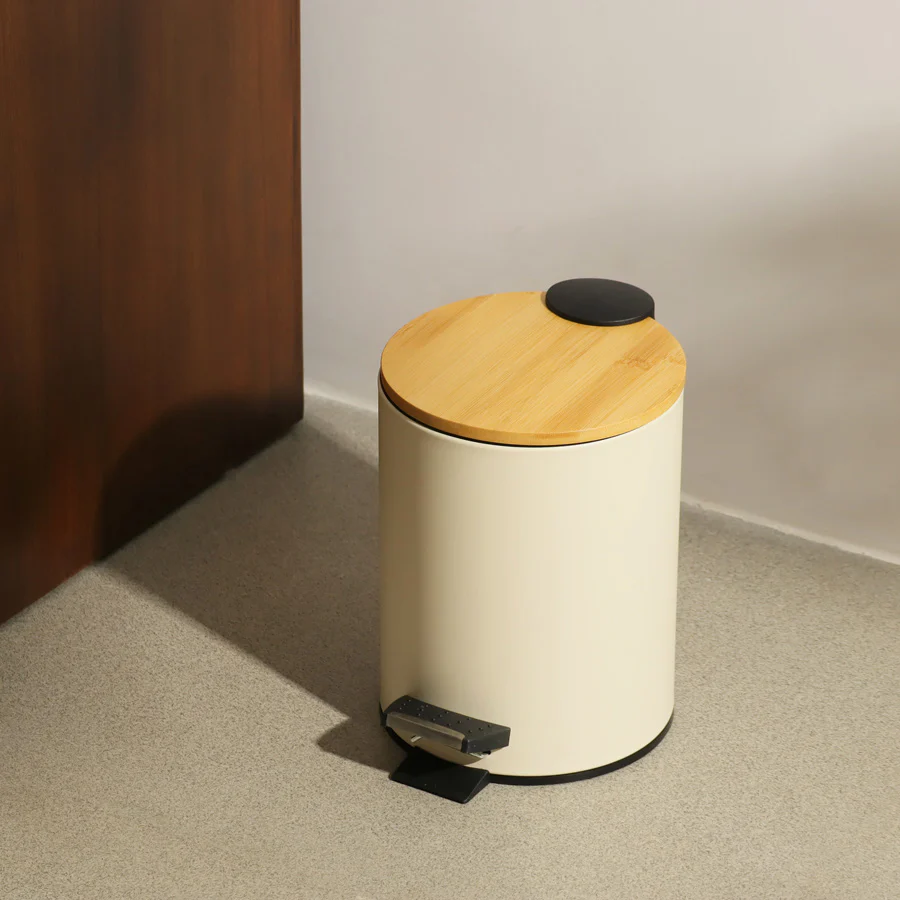 Cade Round Pedal Waste Bin 3L - Beige - Image 2