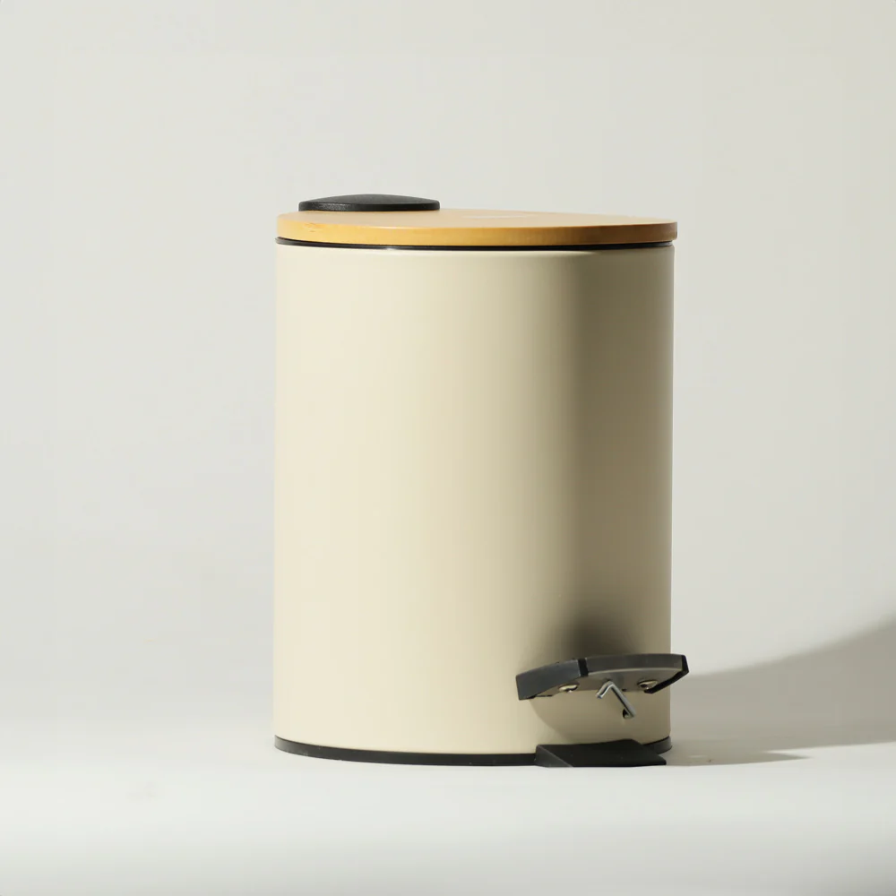 Cade Round Pedal Waste Bin 3L - Beige - Image 3