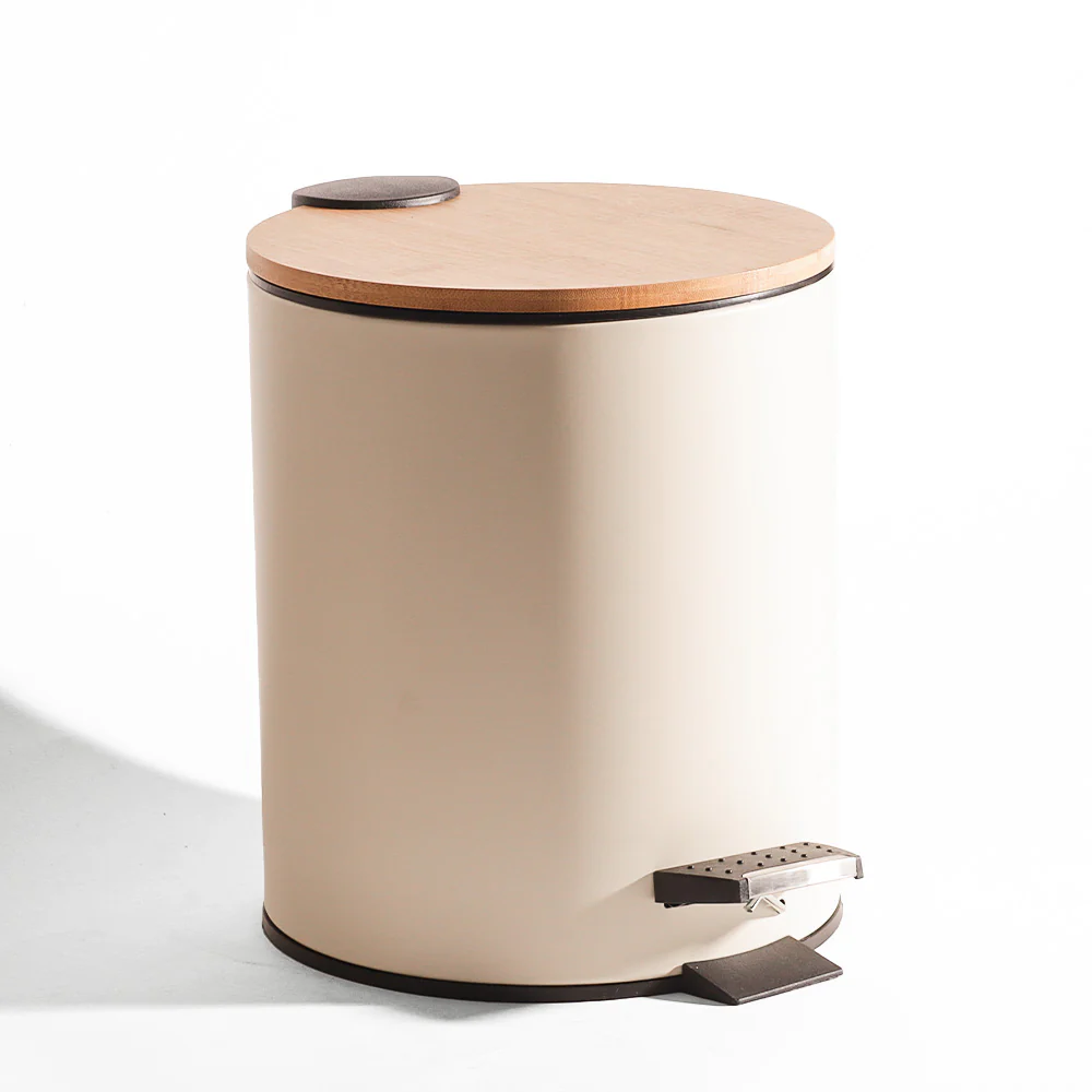 Cade Round Pedal Waste Bin 5L - Beige - Image 3