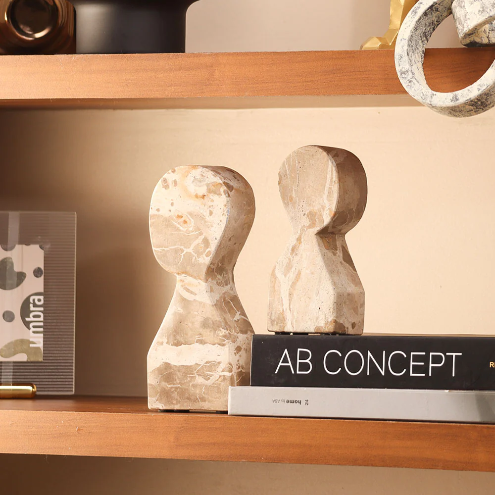 Cadence Marble Bookends, Set of 2 - Sandstone - Image 6