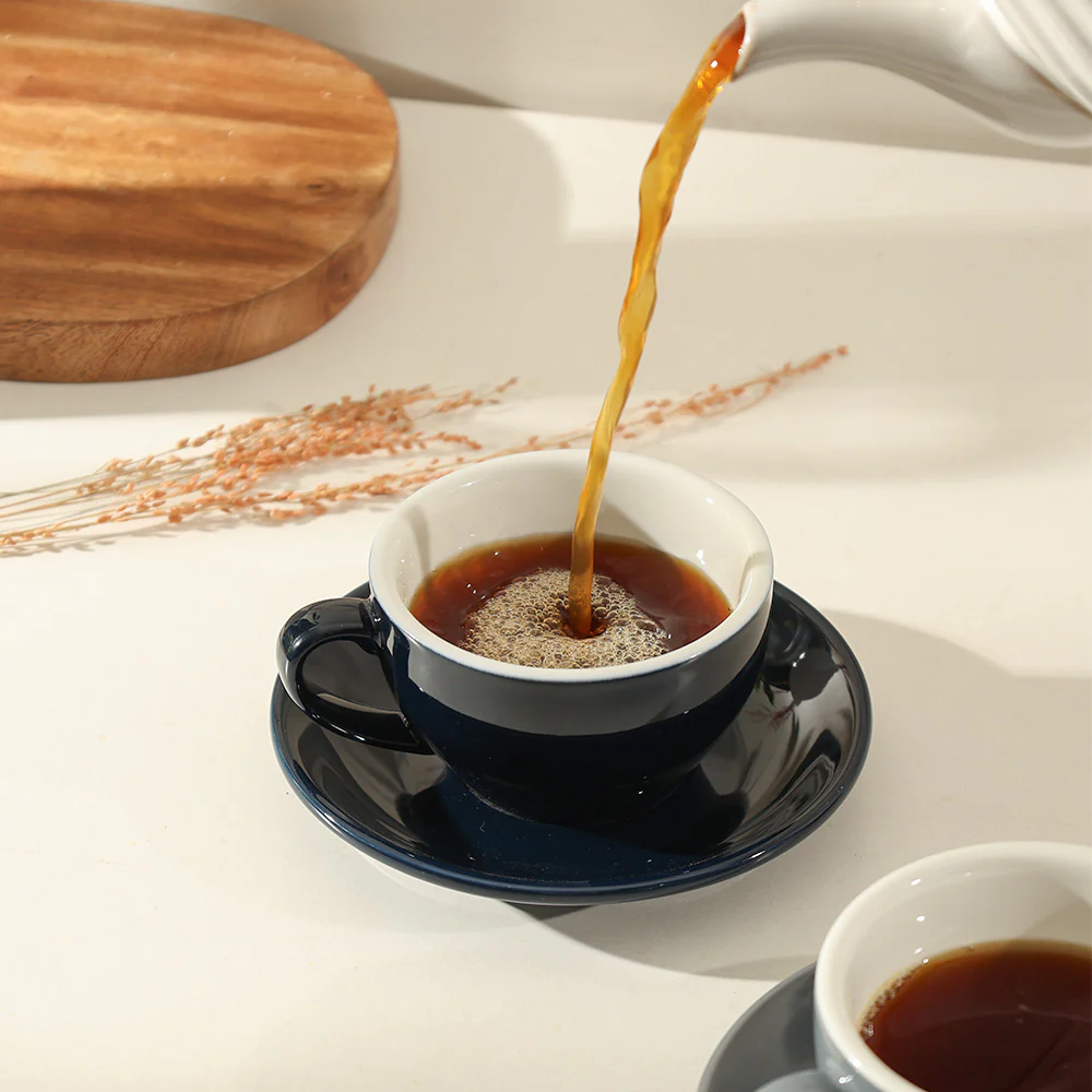 Caffe Porcelain Cappuccino Cup and Saucer Set - Dark Navy - Image 2