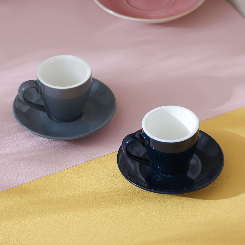 Caffe Porcelain Espresso Cup With Saucer - Pewter Grey - Image 5