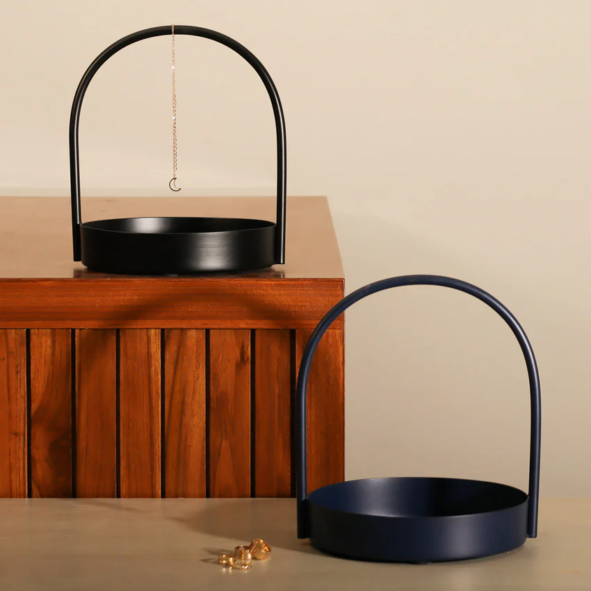 Cairo Round Metal Caddy Medium - Black - Image 6