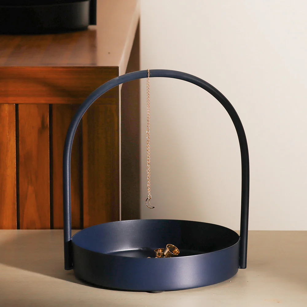 Cairo Round Metal Caddy Medium - Ink Blue - Image 5