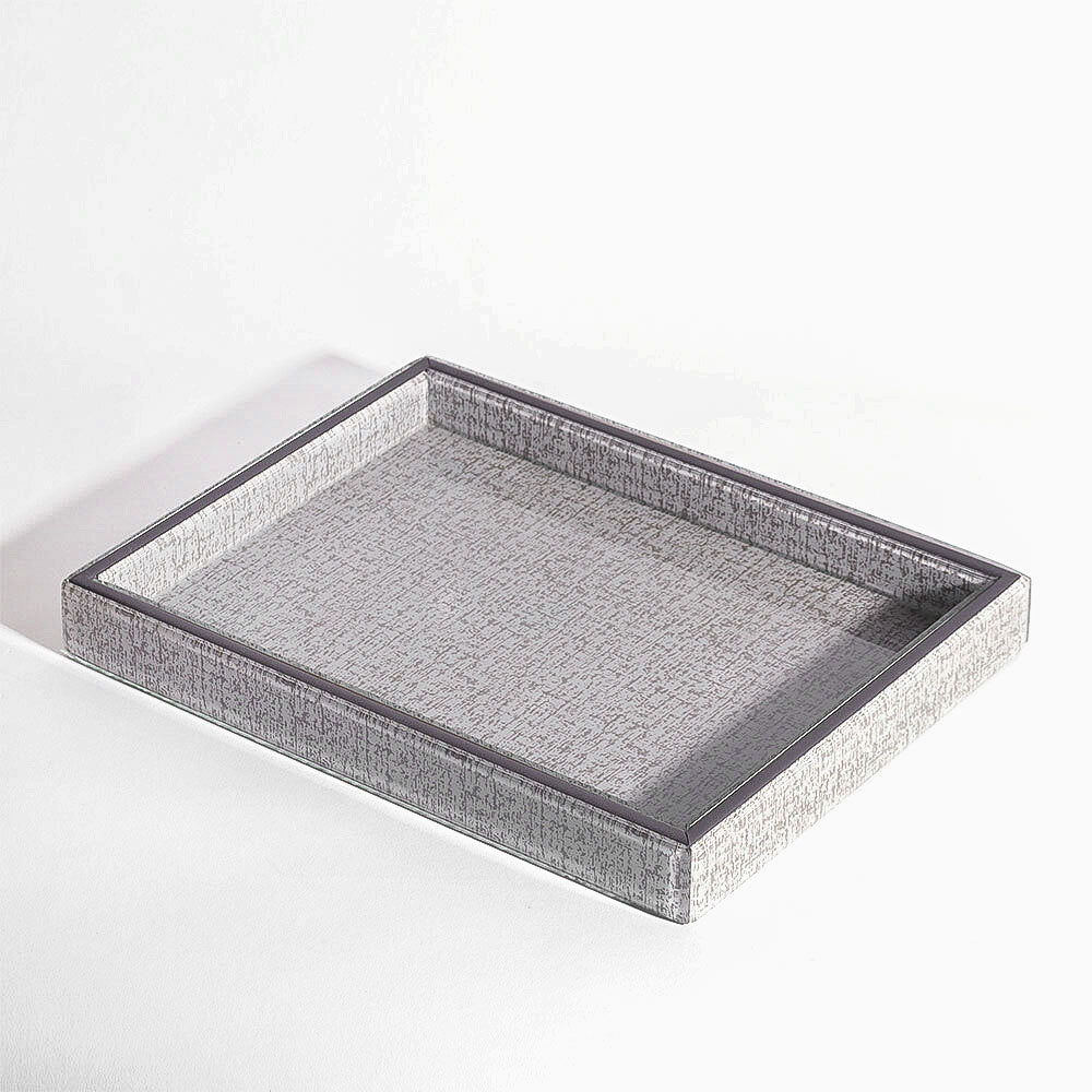 Cala Glass Decorative Tray Medium - Tweed Grey - Image 3