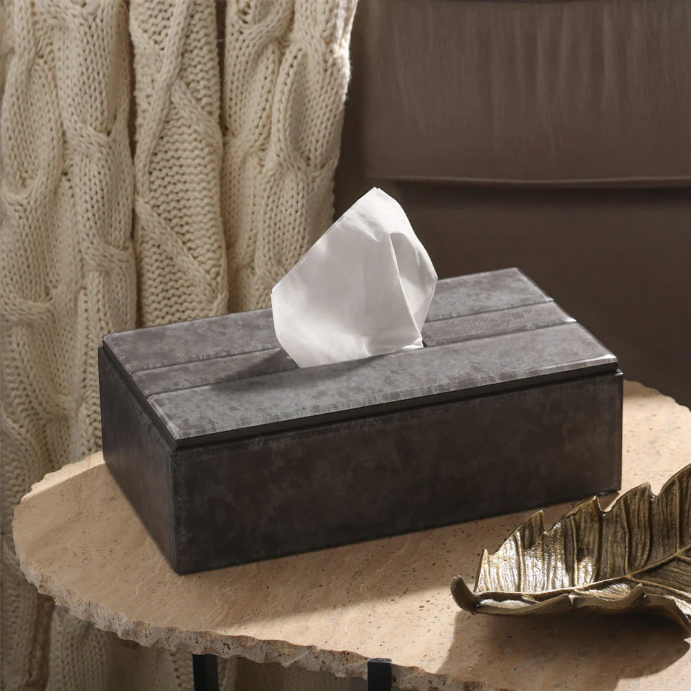 Cala Glass Tissue Box Holder - Dark Grey - Image 2