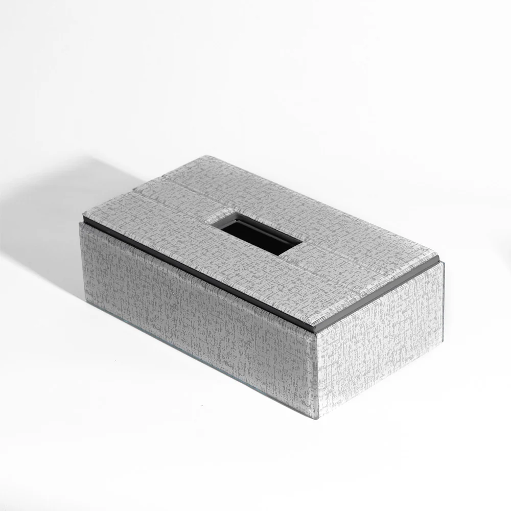 Cala Glass Tissue Box Holder - Tweed Grey - Image 3
