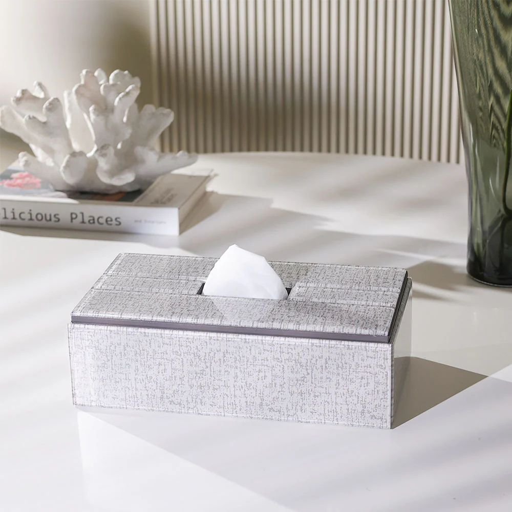 Cala Glass Tissue Box Holder - Tweed Grey - Image 4