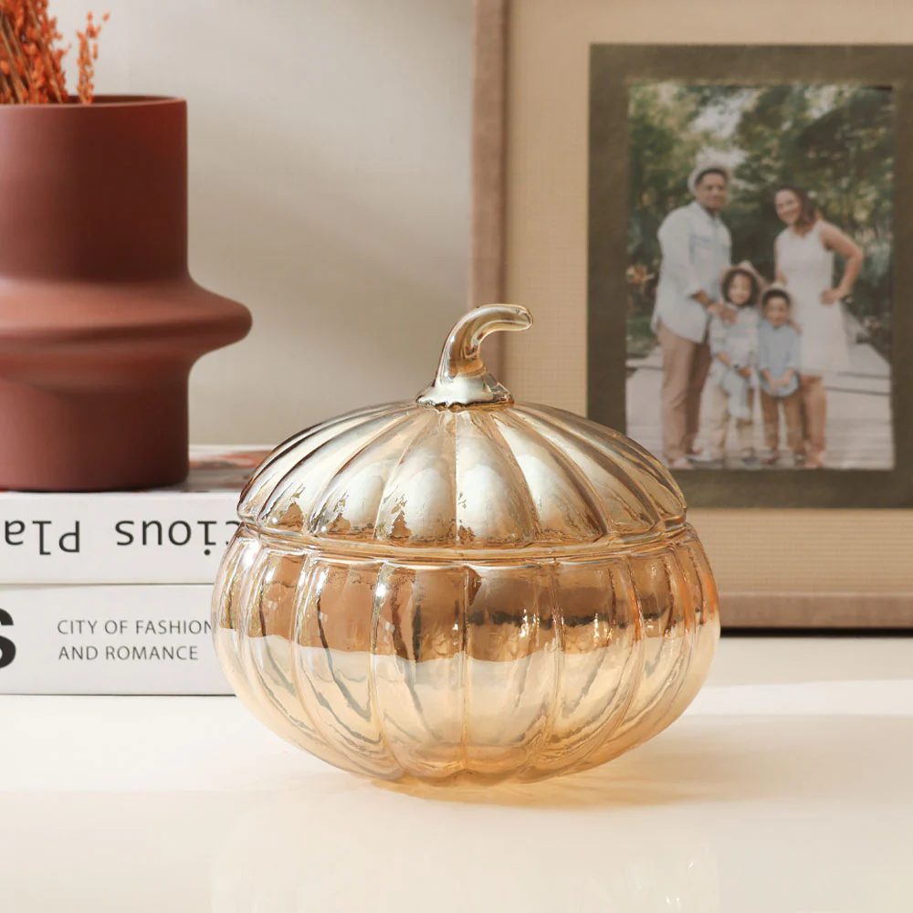 Calabaza Glass Storage Jar - Honey Gold - Image 2