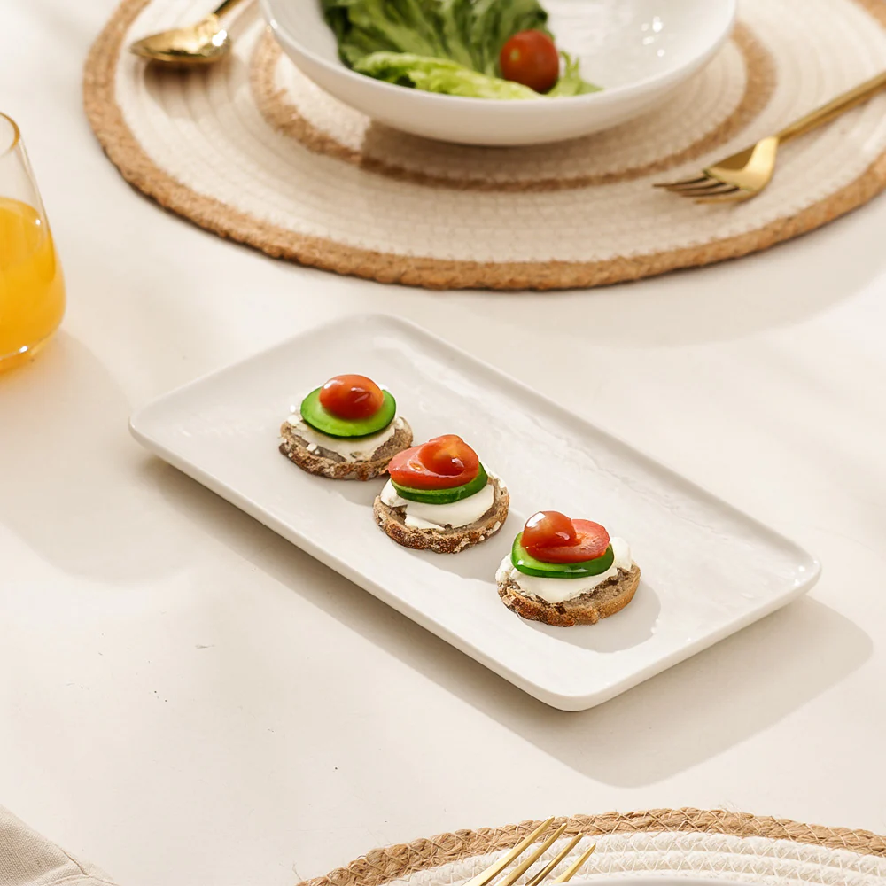 Calder Rectangular Serving Plate - Textured White
