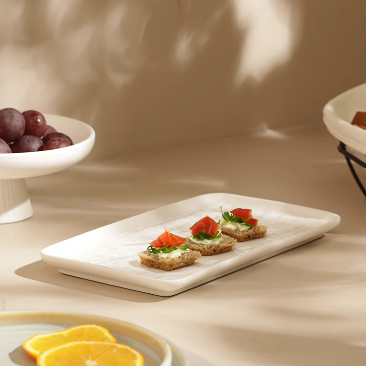 Calder Rectangular Serving Plate - Textured White - Image 5