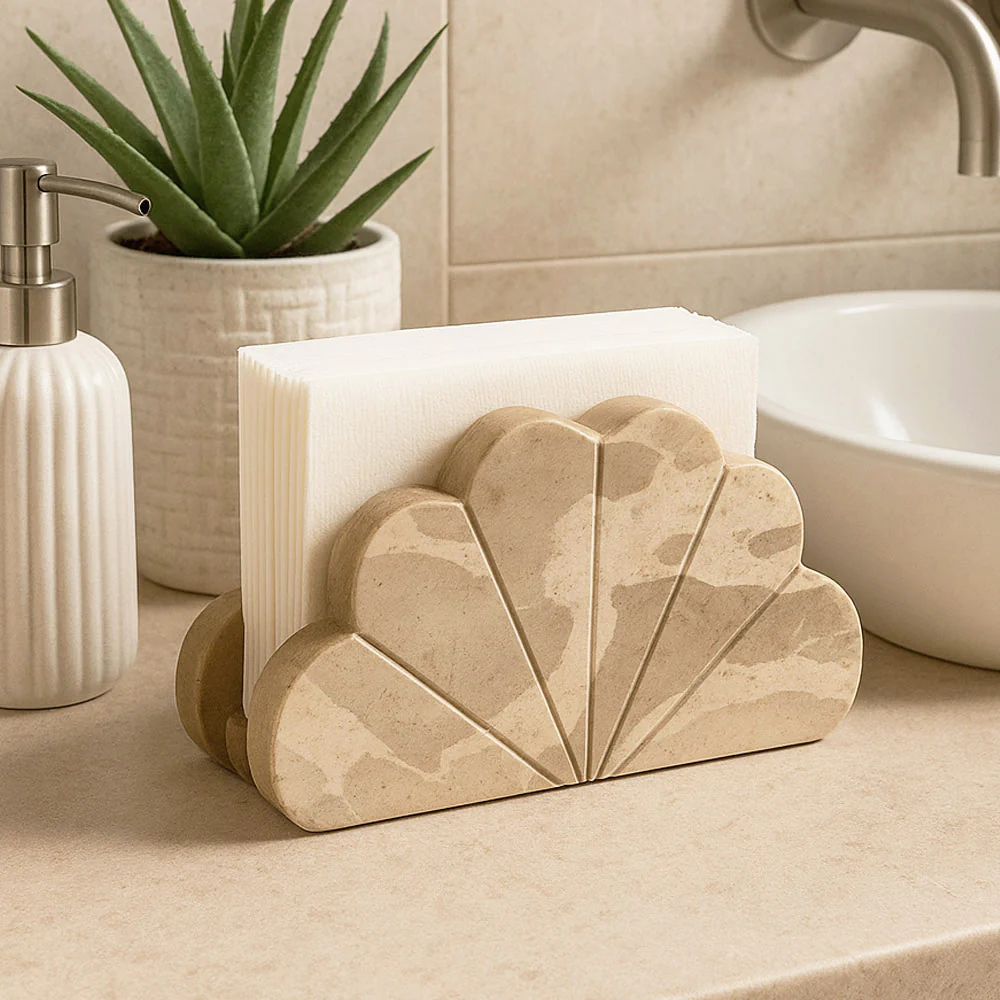 Calliope Marble Napkin Holder - Sandstone