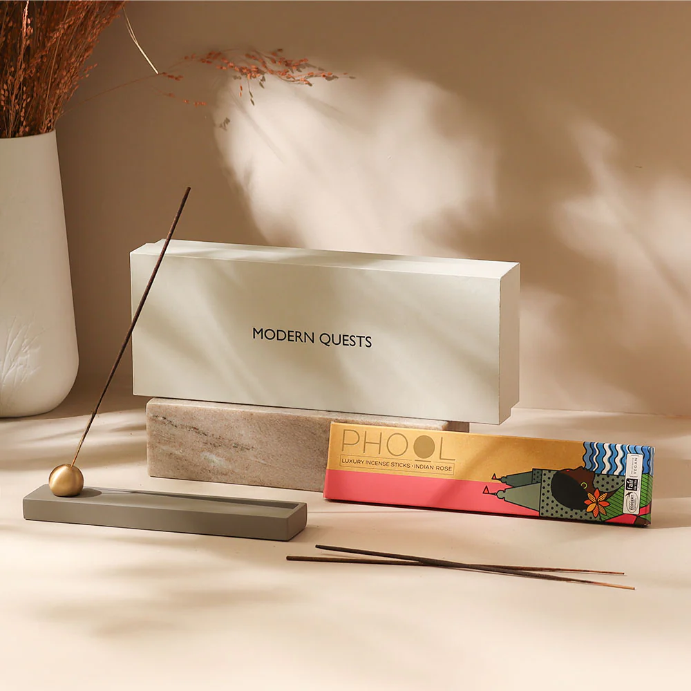 Calm Incense Holder with Incense Sticks Gift Set - Grey - Image 3