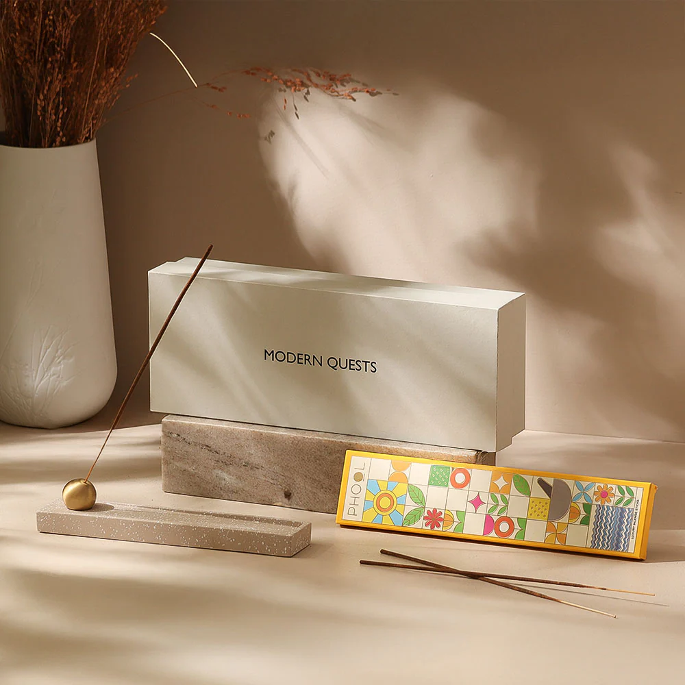 Calm Incense Holder with Incense Sticks Gift Set - Speckled Taupe - Image 3