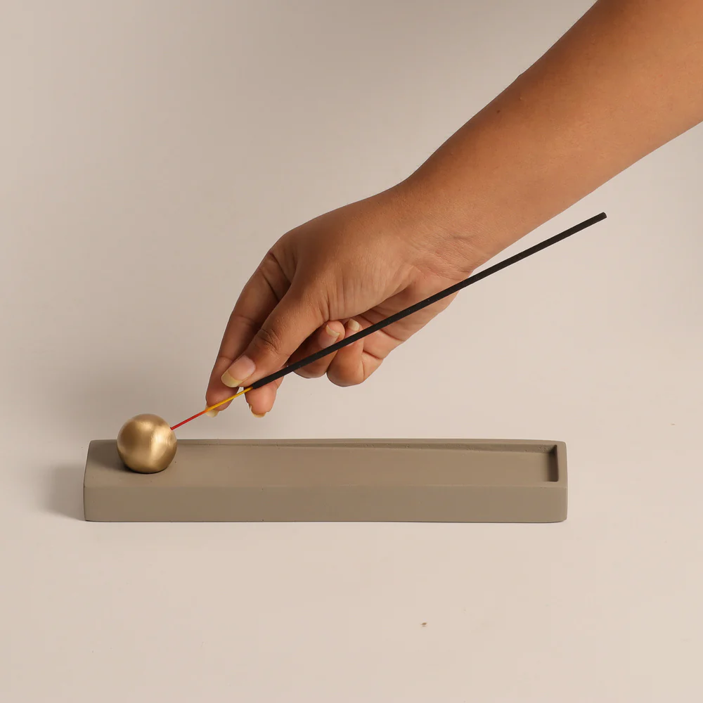 Calm Metal & Concrete Incense Holder - Grey - Image 2