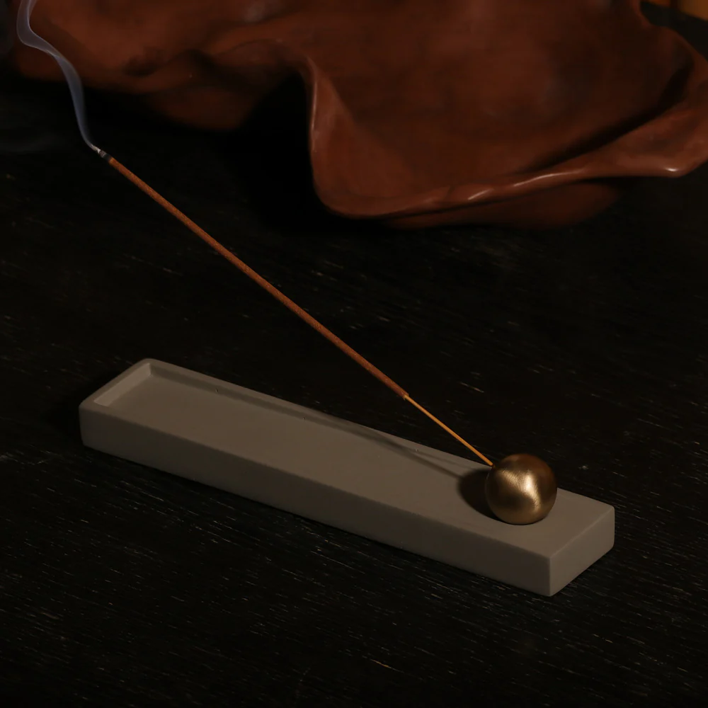 Calm Metal & Concrete Incense Holder - Grey - Image 3
