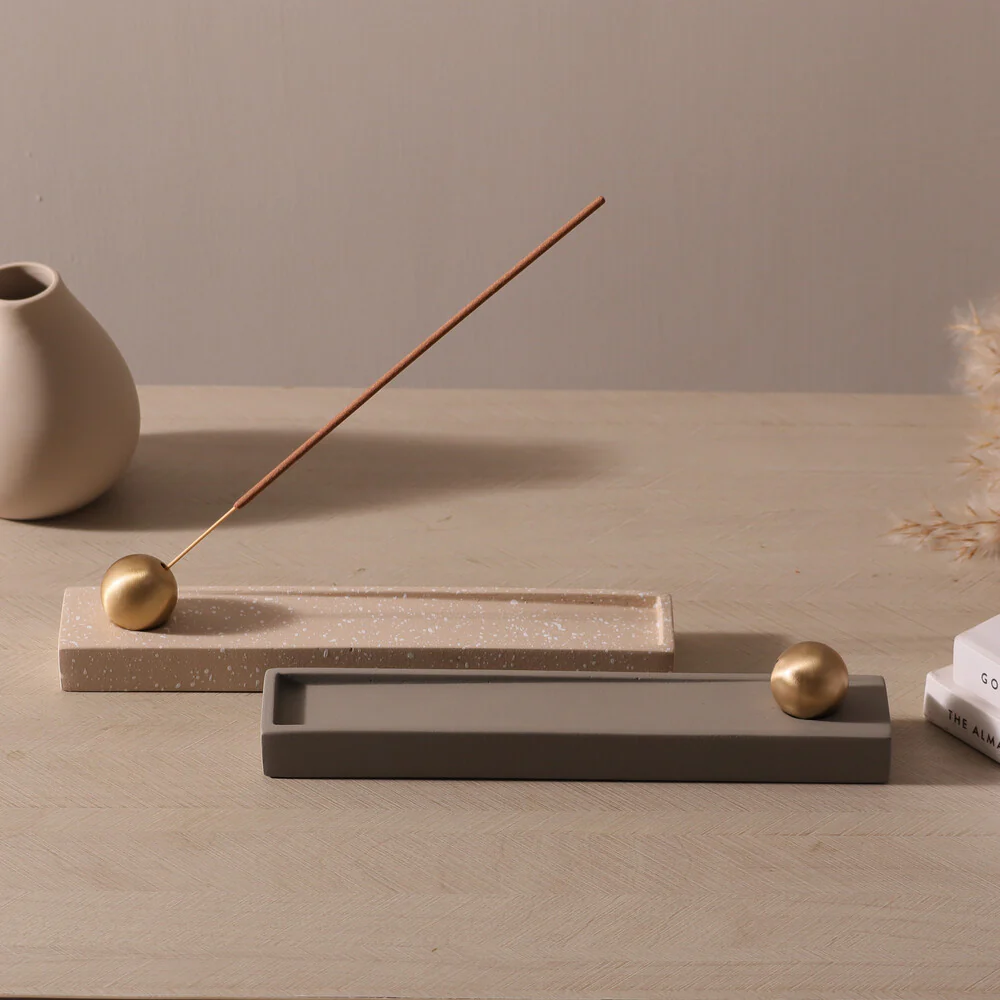 Calm Metal & Concrete Incense Holder - Grey - Image 5