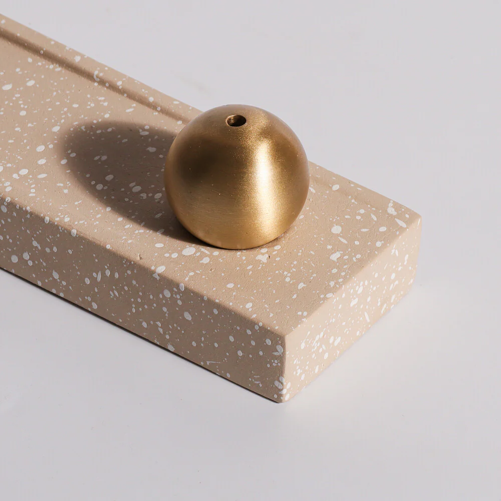 Calm Metal & Concrete Incense Holder - Speckled Taupe - Image 4