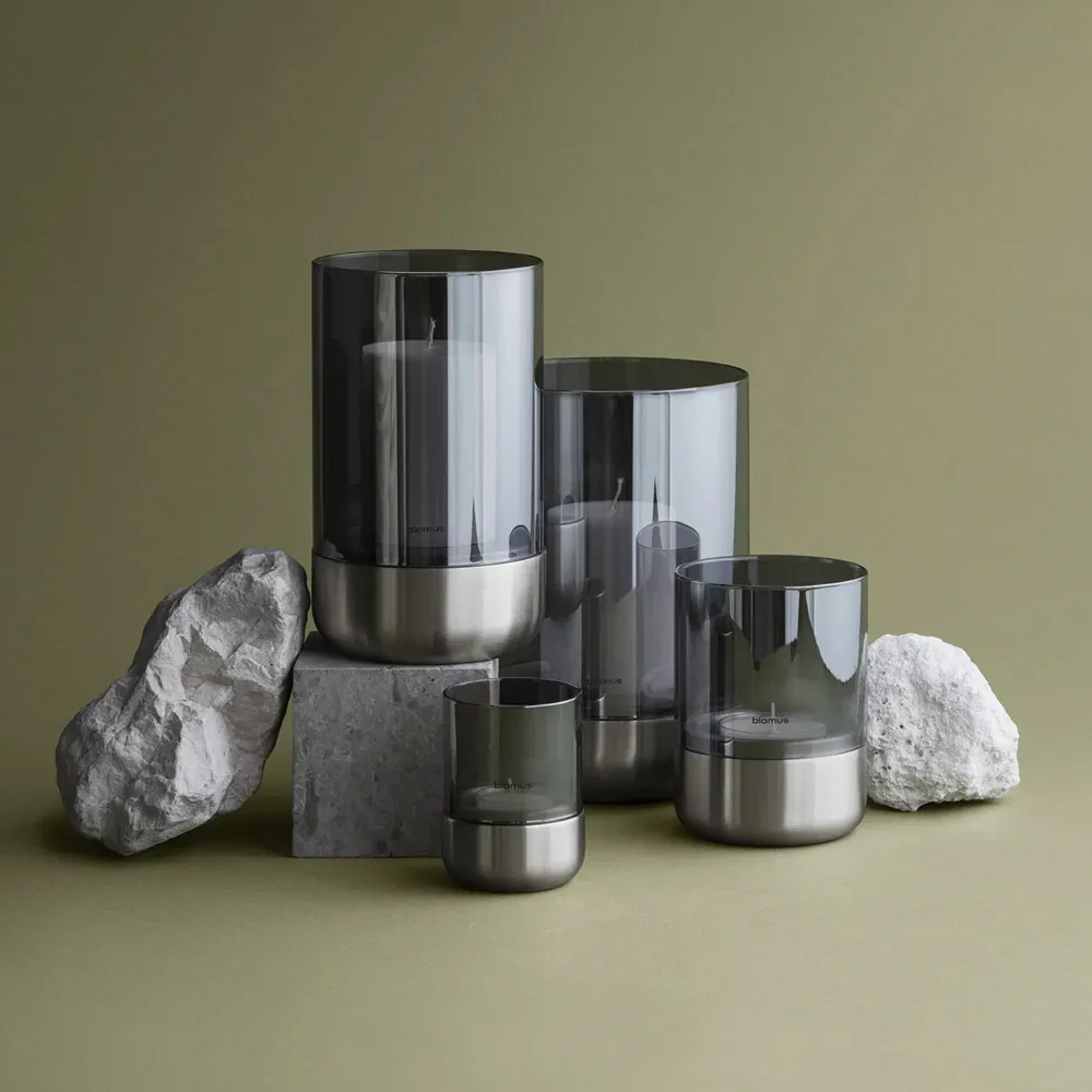 Calma Tealight Hurricane Medium - Smoke Grey - Image 4