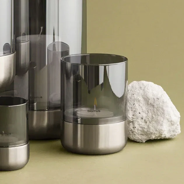 Calma Tealight Hurricane Small - Smoke Grey - Image 3