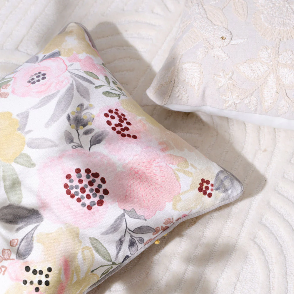 Peonies Reversible Embroidered Cushion Cover 45x45cm - Multicolor - Image 5