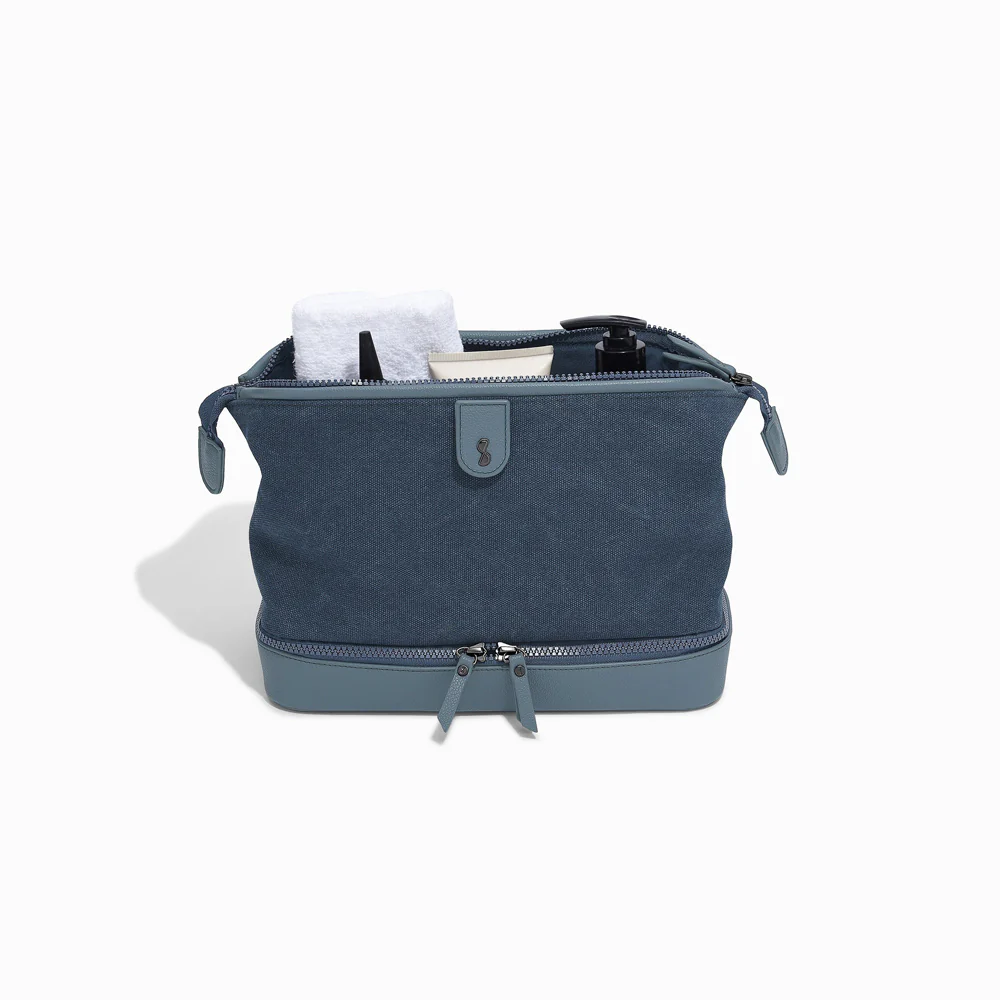 Canvas Washbag Large - Blue - Image 4