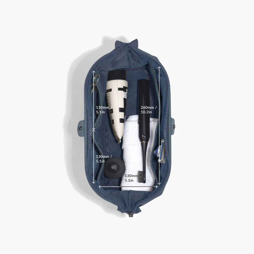 Canvas Washbag Large - Blue - Image 5