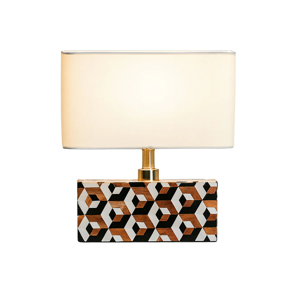 Cara Geometric Resin Table Lamp Medium - Earthy - Image 3
