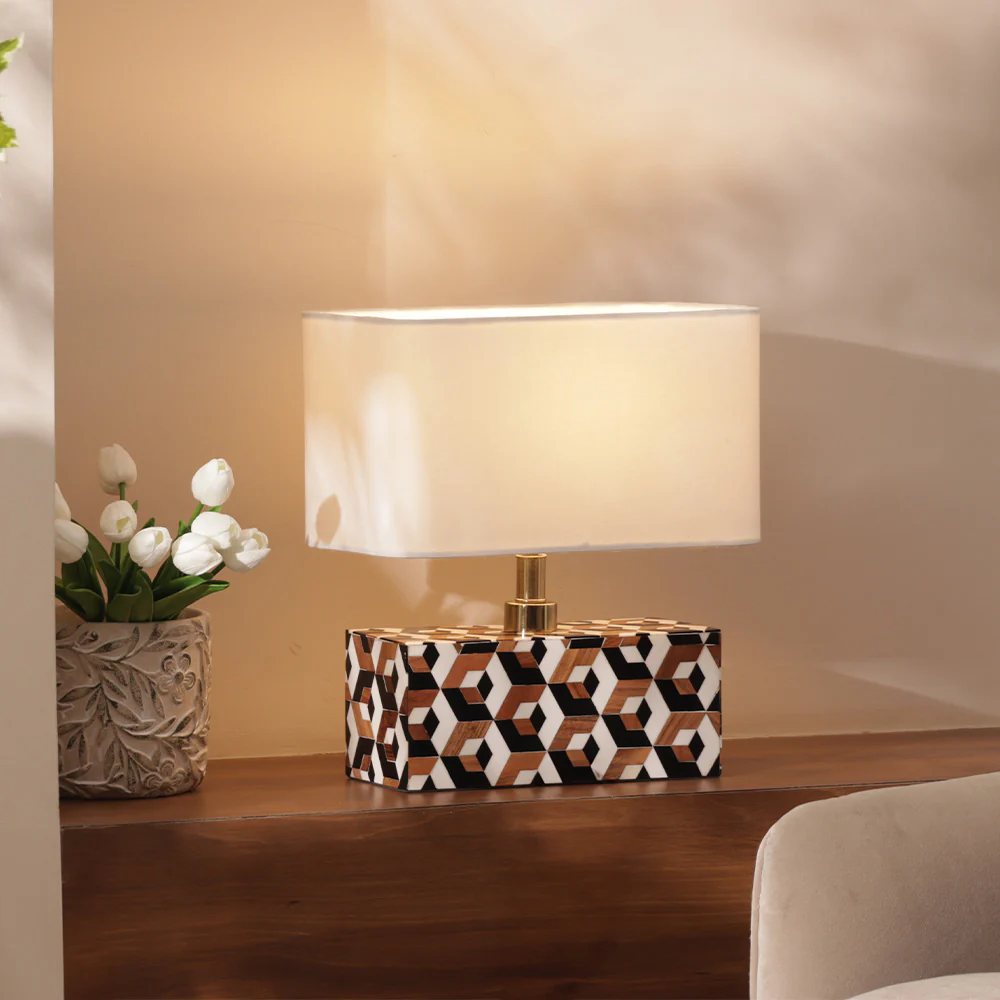 Cara Geometric Resin Table Lamp Medium - Earthy - Image 4