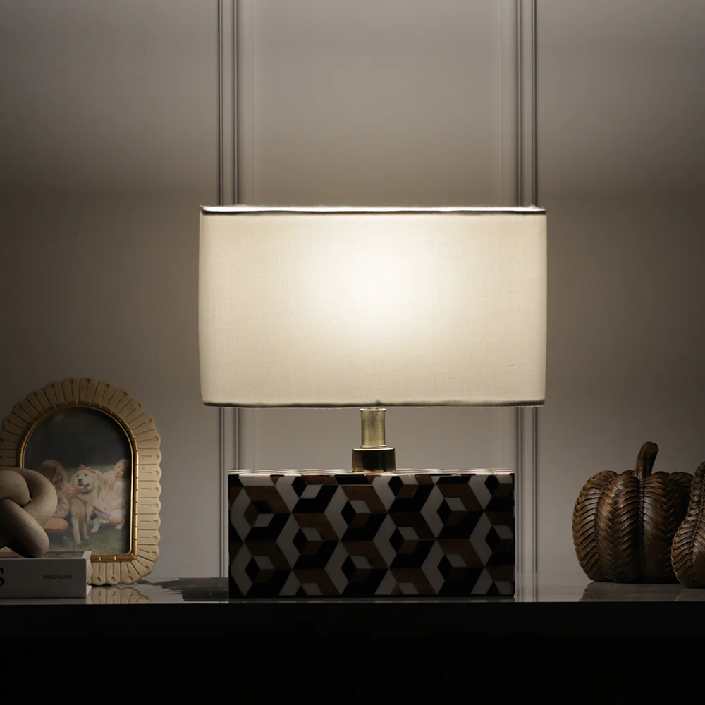 Cara Geometric Resin Table Lamp Medium - Earthy - Image 5