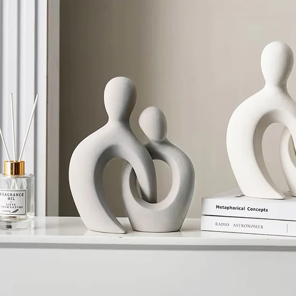 Carino Decorative Sculpture, Set of 2 - Grey - Image 2